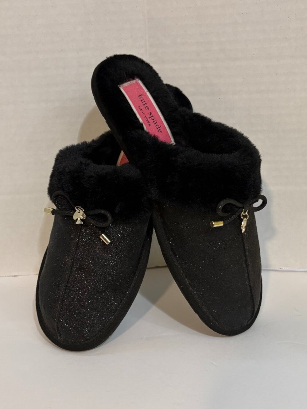 Brand New Kate Spake New York Sparkle & Faux Fur Slippers Size 8.5